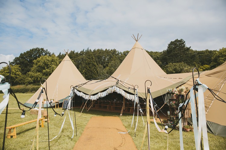 Bunting Ribbons Festoon Lights DIY Pretty Pastel Tipi Wales Wedding http://www.mckinley-rodgers.co.uk/