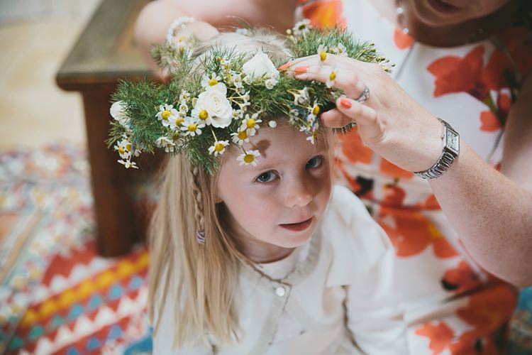Flower Crown Girl Bridesmaid Daisies DIY Pretty Pastel Tipi Wales Wedding http://www.mckinley-rodgers.co.uk/