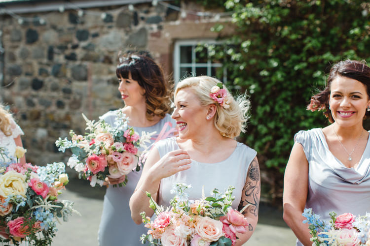 Grey Silver Ghost Silk Bridesmaid Dresses The Prettiest Spring Barn Pastels Wedding https://www.thegibsonsphotography.co.uk/