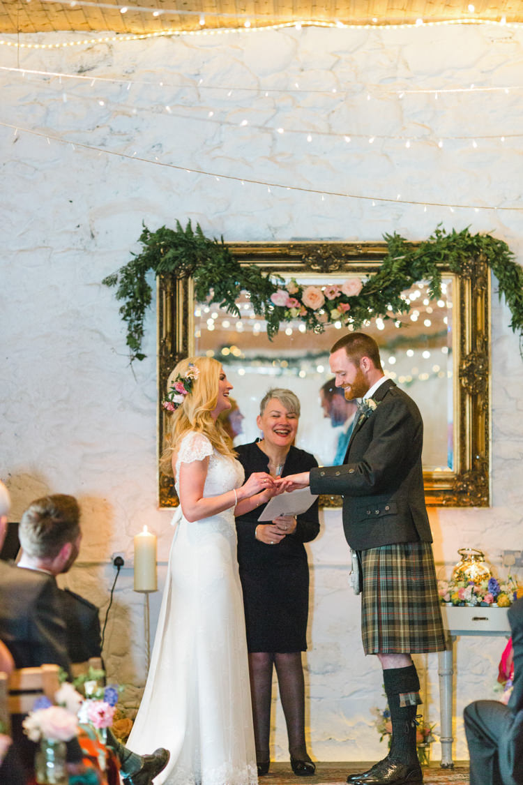 Mirror Swag Greenery Runner Garland Flowers Backdrop Ceremony The Prettiest Spring Barn Pastels Wedding https://www.thegibsonsphotography.co.uk/