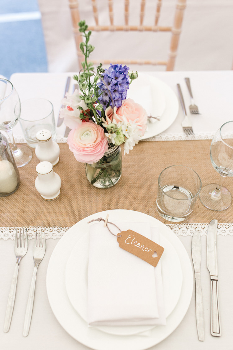 Place Setting Card Luggage Tag Hessian The Prettiest Spring Barn Pastels Wedding https://www.thegibsonsphotography.co.uk/