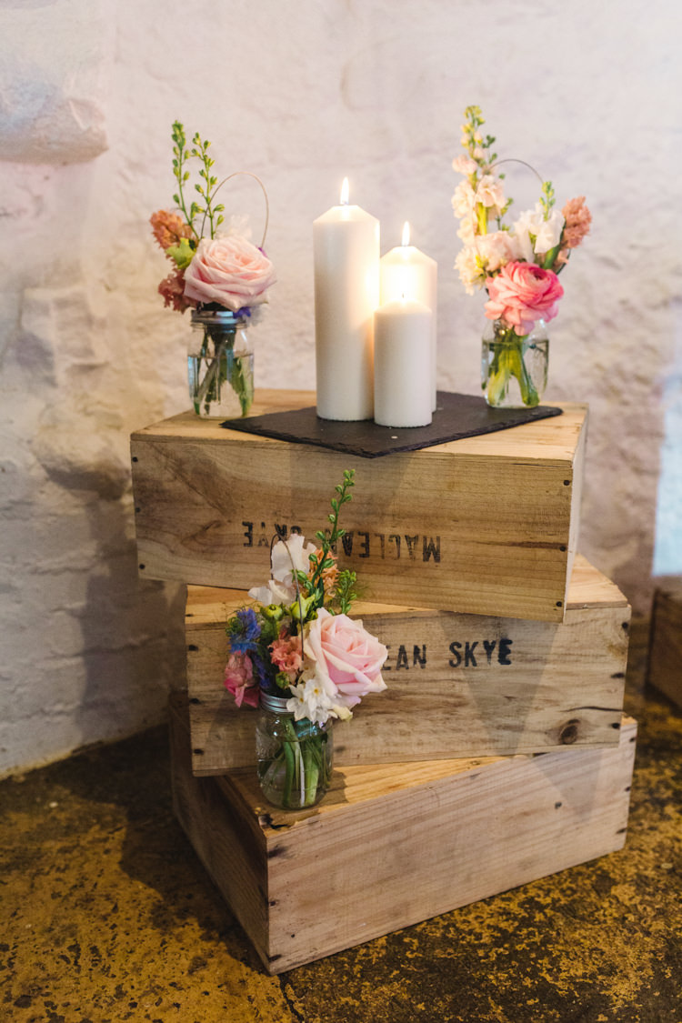 Crates Candles Flowers Jars Decor The Prettiest Spring Barn Pastels Wedding https://www.thegibsonsphotography.co.uk/
