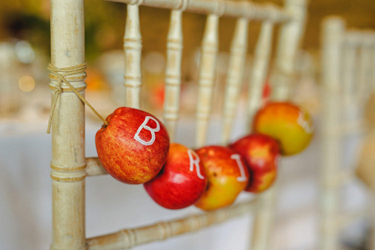 Autumn Inspiration Apple Garland Bride Sign Chair http://jareklepak.com/