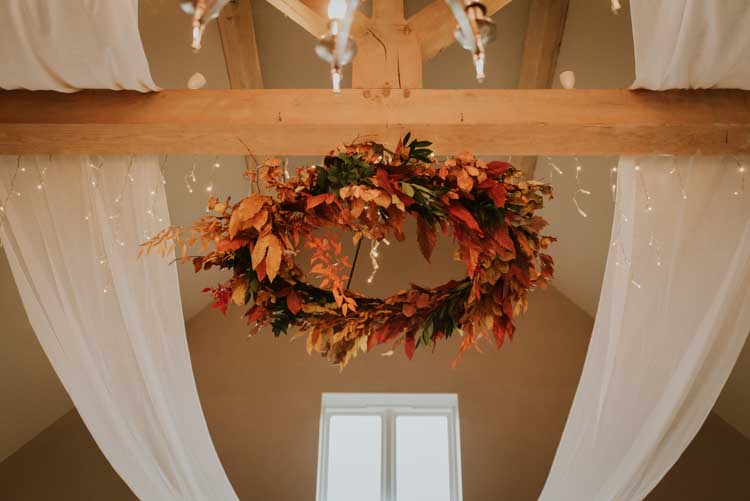 Autumn Inspiration Leaf Garland Fall Red Orange Turning http://www.weddingphotographyincheltenham.co.uk/