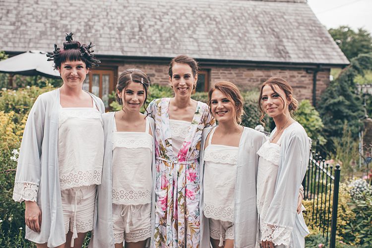 Bridesmaids Bride PJs Shorts Dressing Gowns Beautiful Floral Bohemian Garden Wedding http://rachellambertphotography.co.uk/