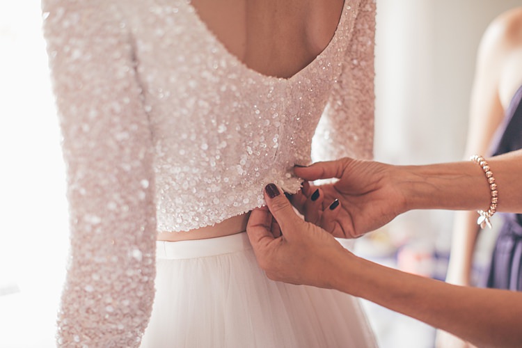 Sequin Long Sleeve Crop Top Bride Bridal Beautiful Floral Bohemian Garden Wedding http://rachellambertphotography.co.uk/