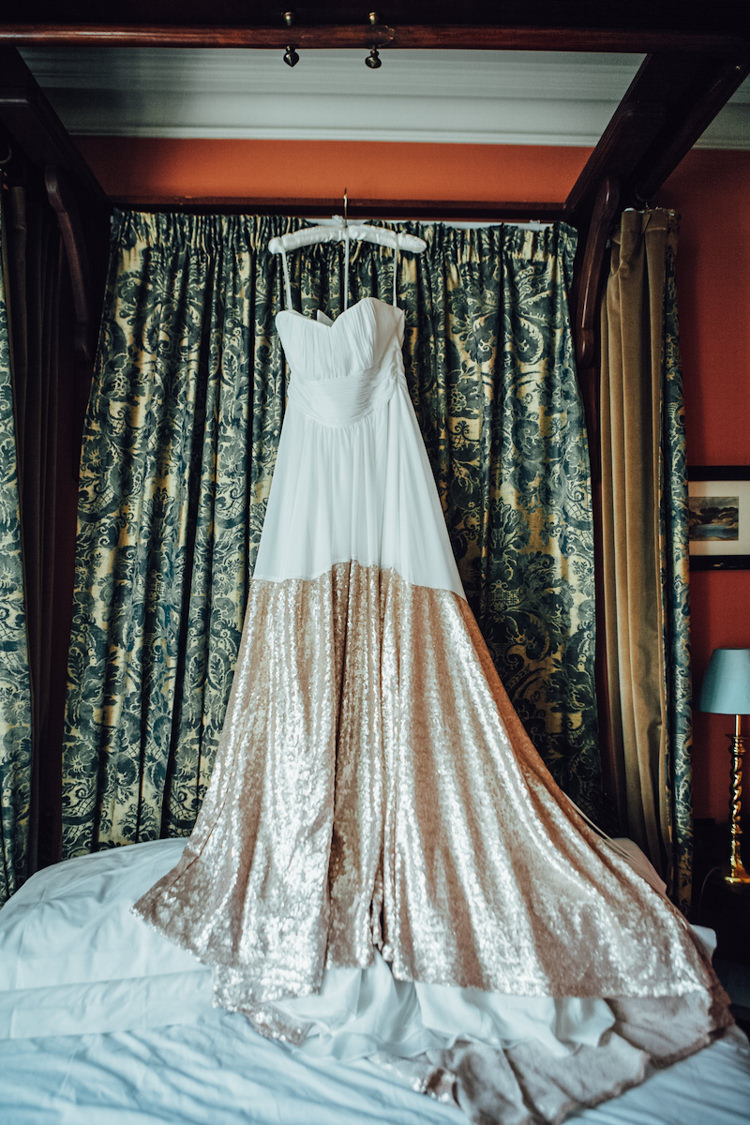 Dress Gown Bride Bridal Festoons Gold Sequin City Party Wedding http://septemberpictures.com/