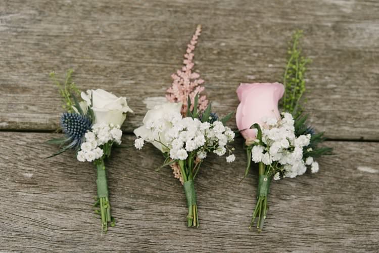 Buttonhole Corsage Rose Thistle Gypsophila Crafty Pretty Pastel Budget Wedding http://lilysawyer.com/