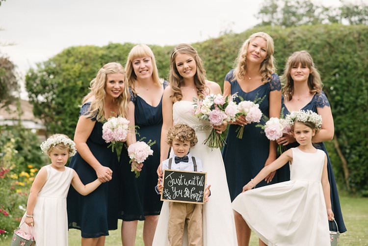 Bride Bridal Bridesmaids Navy Page Boy Flower Girls Gypsophila Flower Crowns Bouquet Blousy Peony Rose Pink Blush Crafty Pretty Pastel Budget Wedding http://lilysawyer.com/