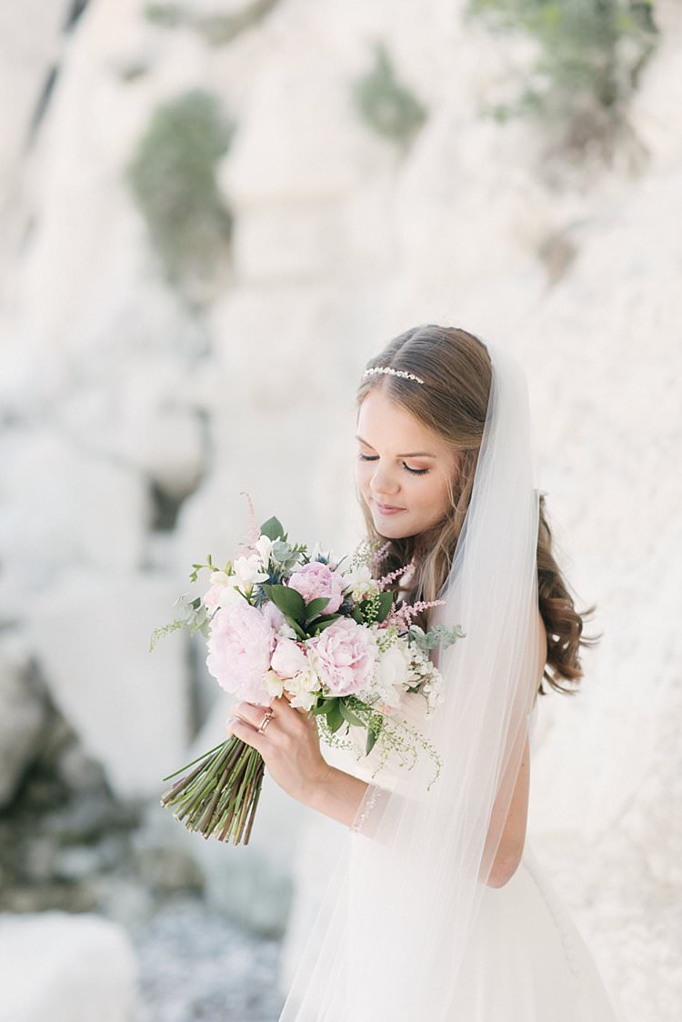 Bride Bridal Hairpiece Headpiece Cathedral Veil Davids Bridal Blush Pink Peony Rose Thistle Stocks Crafty Pretty Pastel Budget Wedding http://lilysawyer.com/