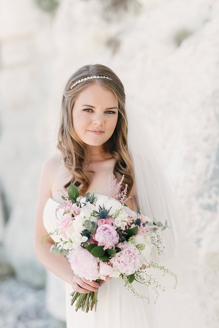 Bride Bridal Hairpiece Headpiece Cathedral Veil Davids Bridal Blush Pink Peony Rose Thistle Stocks Crafty Pretty Pastel Budget Wedding http://lilysawyer.com/