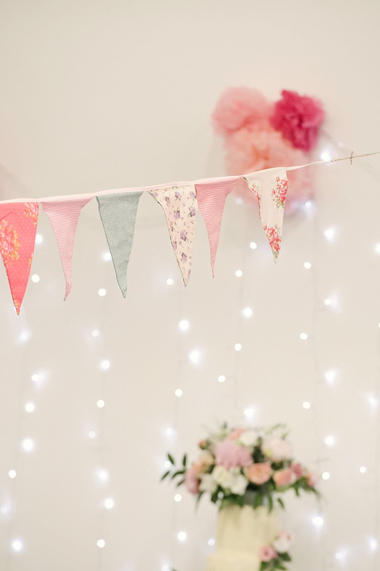 Bunting Pink Blush Floral Mismatched Fairy Lights Crafty Pretty Pastel Budget Wedding http://lilysawyer.com/