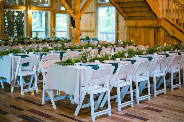 Tables White Linen Greenery Centre Pieces Runners Whimsical Woods Wedding Barn Ohio http://www.connectionphotoblog.com/