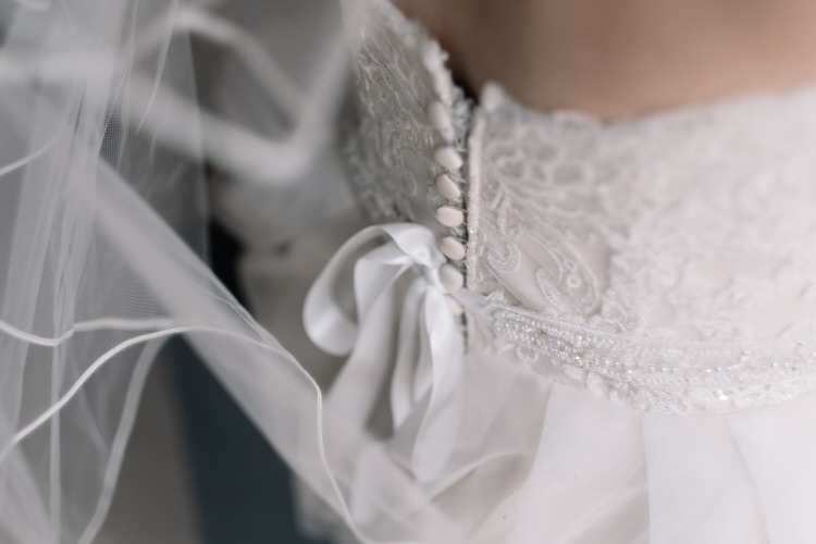 Lace Bow Button Back Dress Gown Bride Bridal Twinkling Rustic DIY Barn Wedding https://www.harperscottphoto.com/