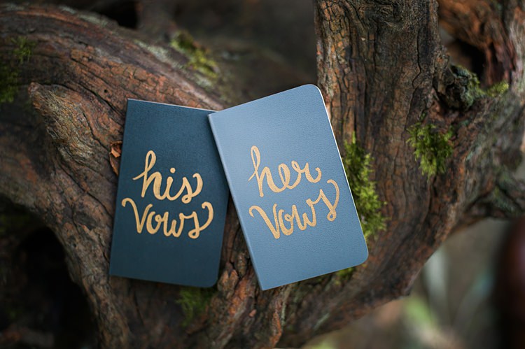 Vow Books Gold Lettering Whimsical Woods Wedding Barn Ohio http://www.connectionphotoblog.com/