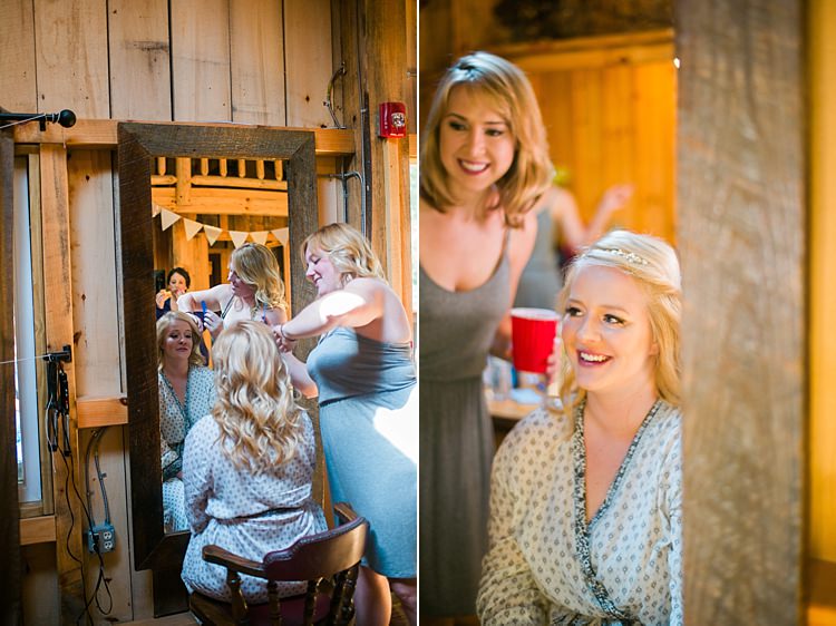 Bride Getting Ready Curls Mirror Dressing Gown Robe Whimsical Woods Wedding Barn Ohio http://www.connectionphotoblog.com/