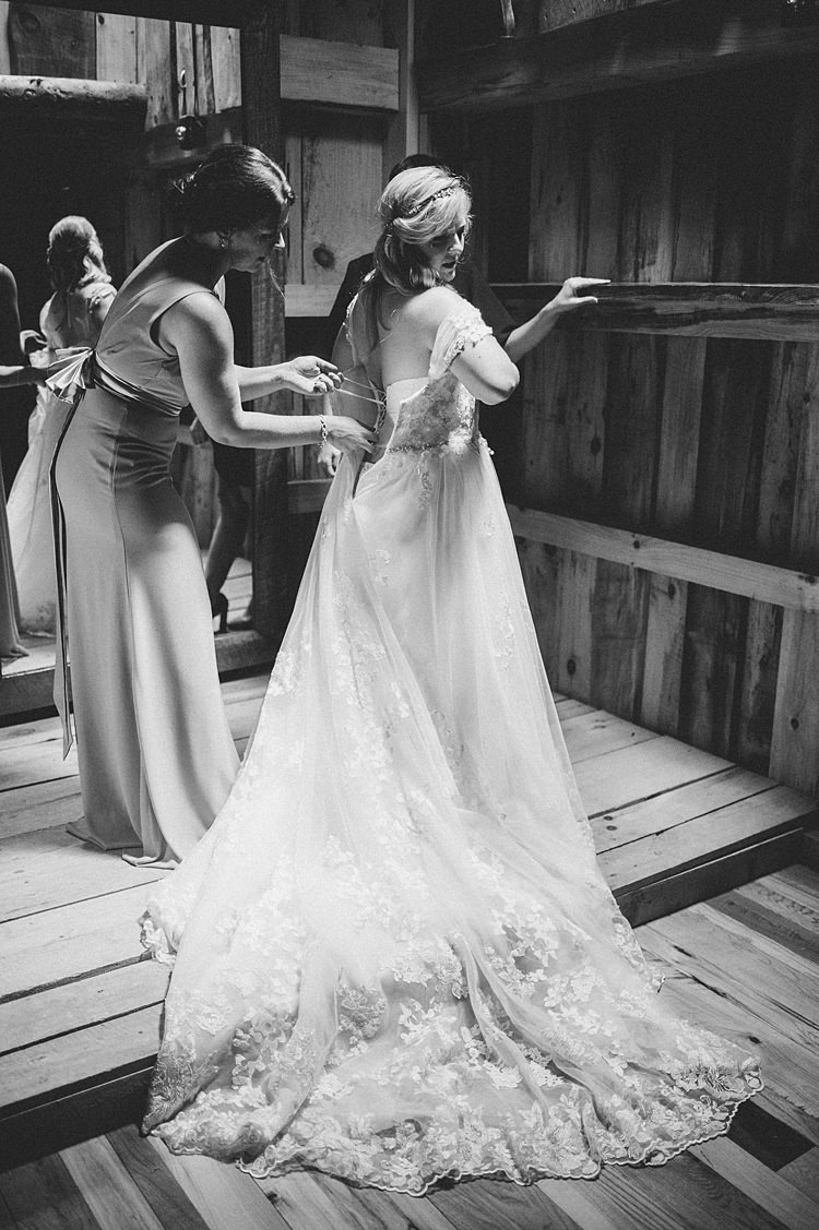 Bride Getting Ready Lace Gown Corset Whimsical Woods Wedding Barn Ohio http://www.connectionphotoblog.com/