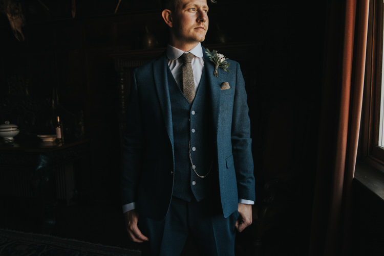 Navy Wool Suit Groom Style Herbs Flowers Home Made Walled Garden Wedding https://www.rosiekelly.co.uk/