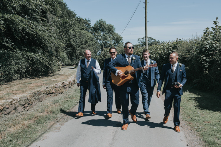 Groom Groomsmen Guitar Herbs Flowers Home Made Walled Garden Wedding https://www.rosiekelly.co.uk/