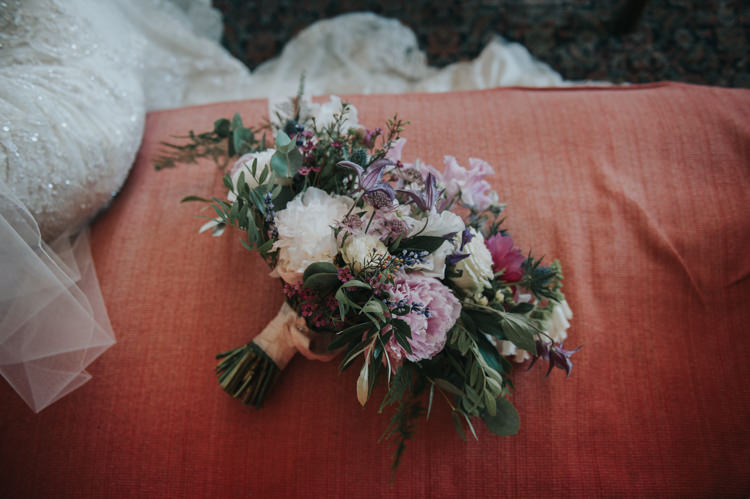 Bouquet Bride Bridal Peony Thistle Rose Herbs Flowers Home Made Walled Garden Wedding https://www.rosiekelly.co.uk/
