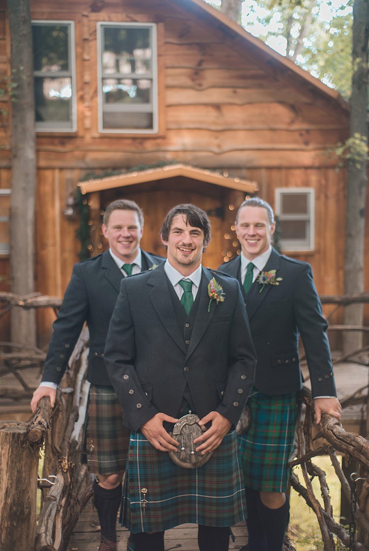 Groom Groomsmen Bestman Kilts Green Tartan Whimsical Woods Wedding Barn Ohio http://www.connectionphotoblog.com/