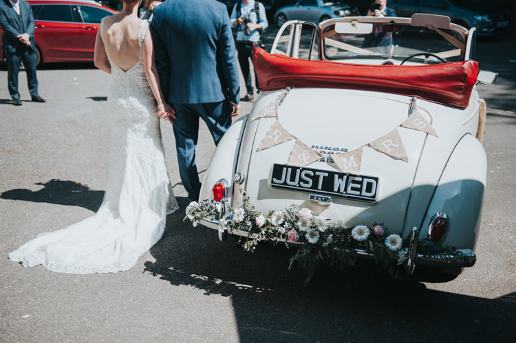 Transport Car Just Married Decoration Flowers Herbs Flowers Home Made Walled Garden Wedding https://www.rosiekelly.co.uk/