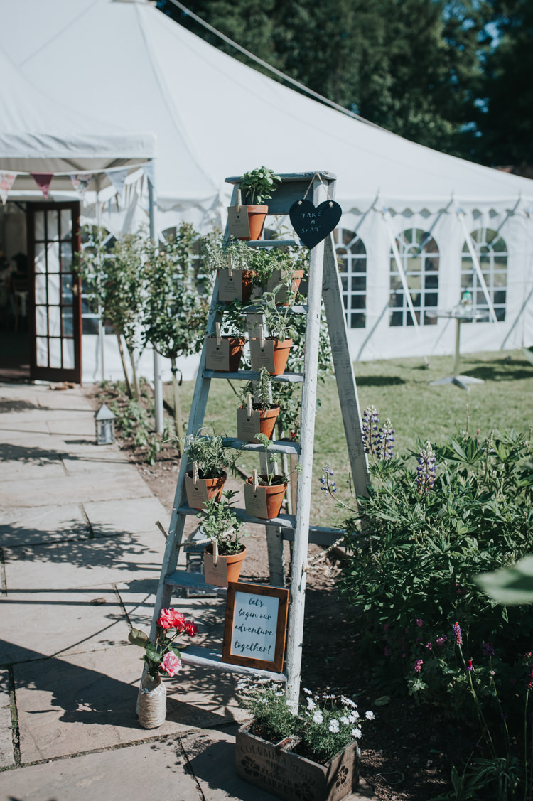 Pot Plant Ladder Seating Plan Table Chart Herbs Flowers Home Made Walled Garden Wedding https://www.rosiekelly.co.uk/