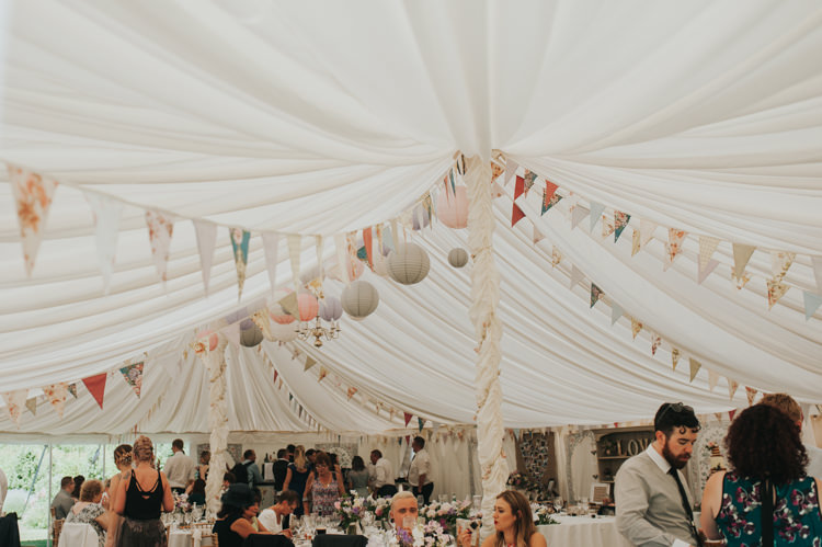 Bunting Lanterns Herbs Flowers Home Made Walled Garden Wedding https://www.rosiekelly.co.uk/
