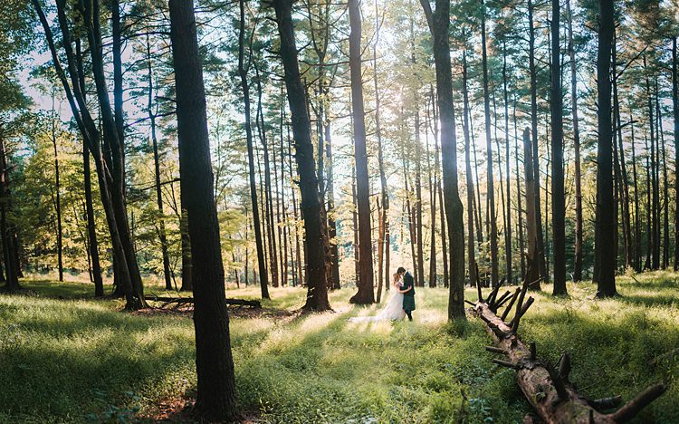 Bride Groom Forest Greenery Outdoors Bouquet Lace Dress Tartan Kilt Whimsical Woods Wedding Barn Ohio http://www.connectionphotoblog.com/
