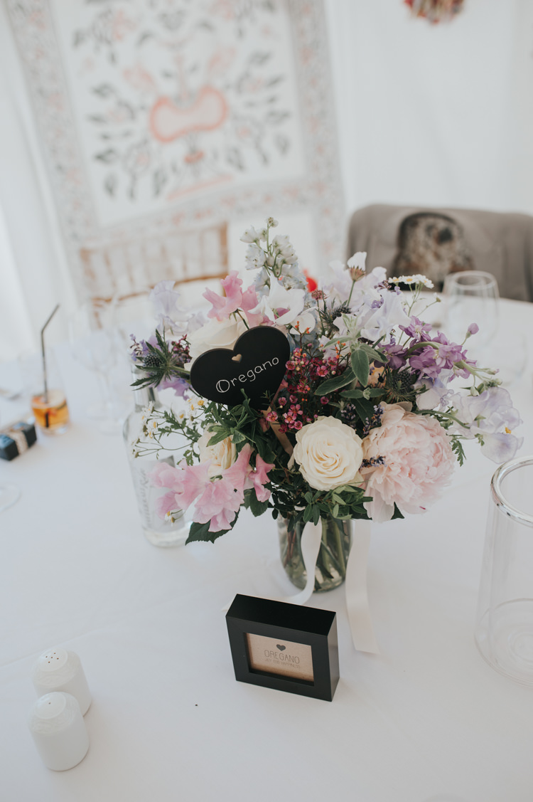 Centrepiece Decor Peony Rosee Sweet Peas Herbs Flowers Home Made Walled Garden Wedding https://www.rosiekelly.co.uk/