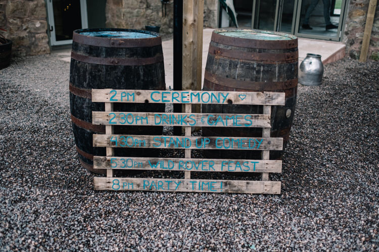 Wooden Pallet Sign Order Day Twinkling Rustic DIY Barn Wedding https://www.harperscottphoto.com/