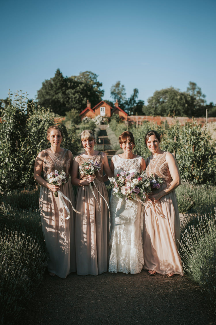 Nude Long Maxi Bridesmaid Dresses Herbs Flowers Home Made Walled Garden Wedding https://www.rosiekelly.co.uk/