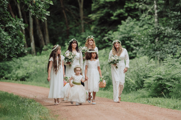 White Crochet Bridesmaids Flower Girls Dresses Enchanting Ancient Forest Wedding http://donnamurrayphotography.com/