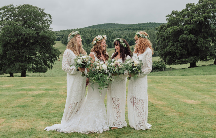 Long White Crochet Bridesmaid Dresses Enchanting Ancient Forest Wedding http://donnamurrayphotography.com/