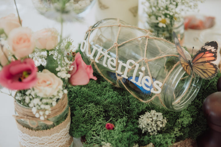 Butterfly Table Name Decor Moss Flowers Jar Enchanting Ancient Forest Wedding http://donnamurrayphotography.com/