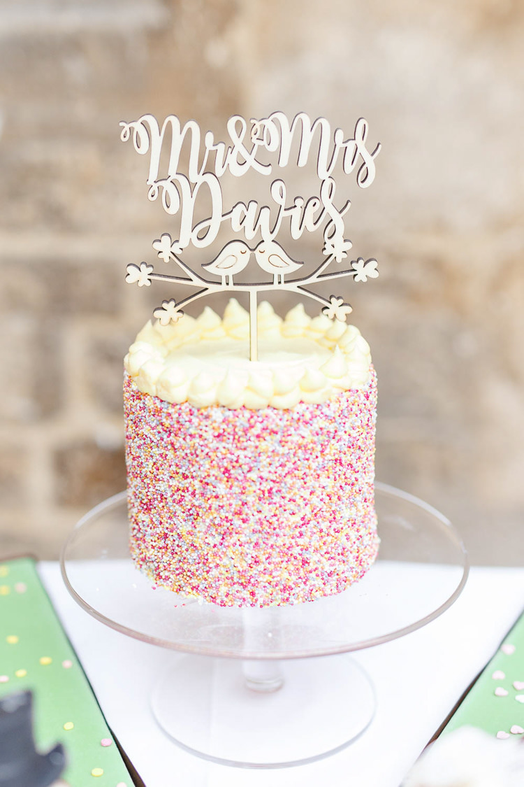 Hundreds Thousands Rainbow Cake Topper Romantic Rustic Blush Pink Wedding http://whitestagweddings.com/