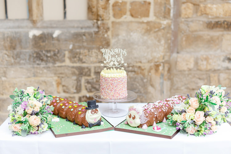 Colin Caterpiller Cakes Romantic Rustic Blush Pink Wedding http://whitestagweddings.com/