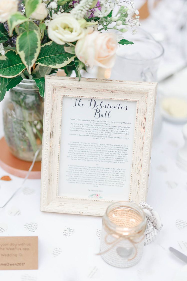 Table Names Books Literature Story Romantic Rustic Blush Pink Wedding http://whitestagweddings.com/