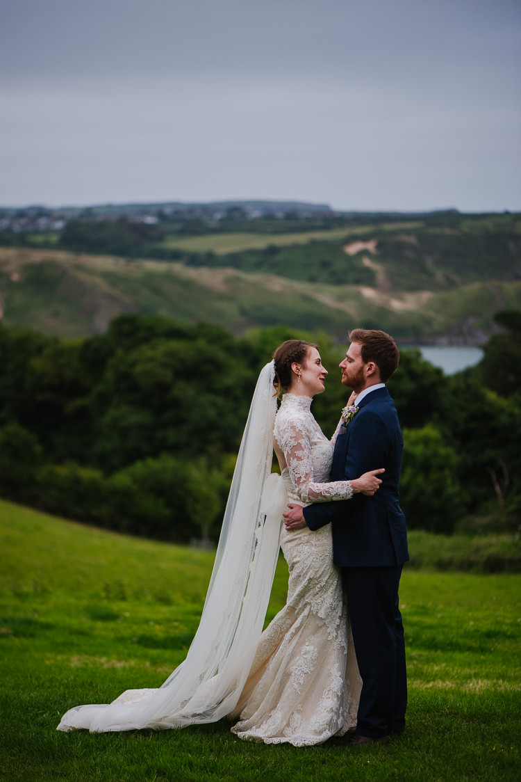 Pronovias Dress Lace Veil Bride Bridal High Neck Fishtail Boho Funfair Floral Country Wedding https://www.jonnybarratt.com/