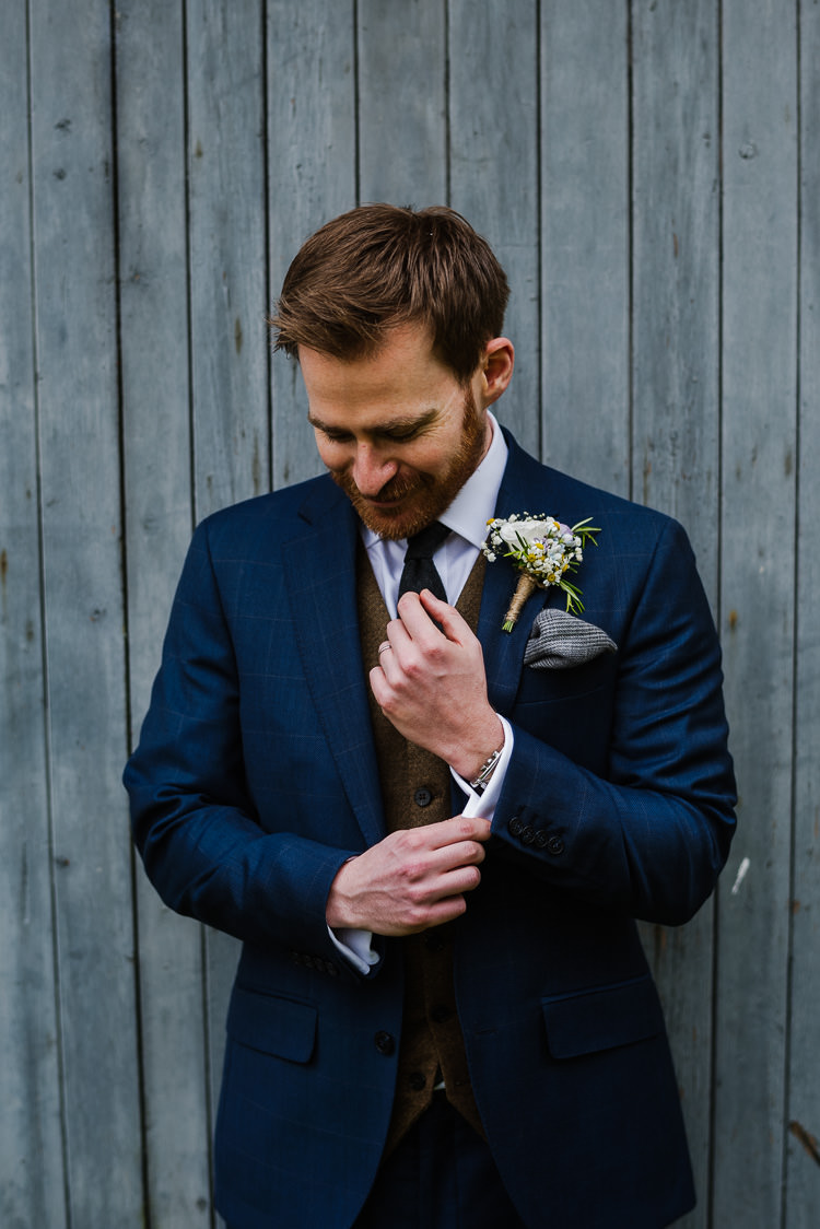 Groom Suit Style Navy Brown Waistcoat Boho Funfair Floral Country Wedding https://www.jonnybarratt.com/