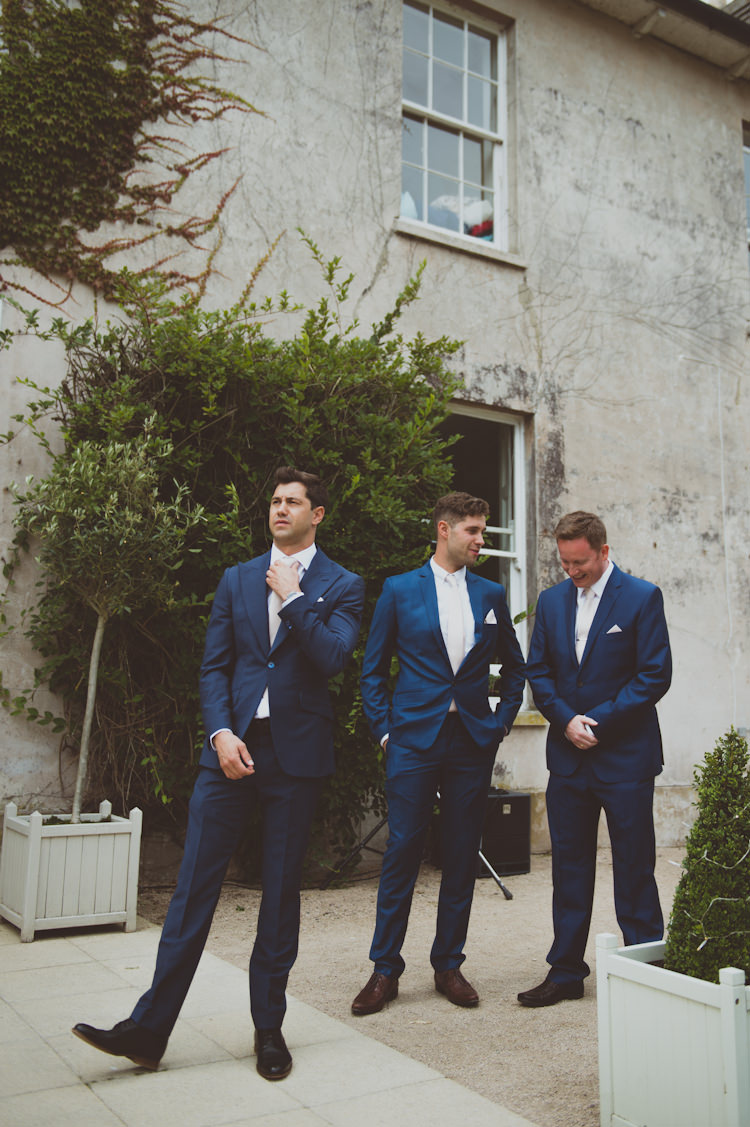 Groom Groomsmen Suits Navy Tan Shoes White Tie Stylish Festival Tipi Wedding http://sashaweddings.co.uk/