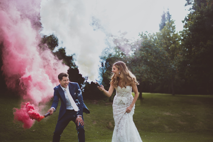 Smoke Bombs Stylish Festival Tipi Wedding http://sashaweddings.co.uk/