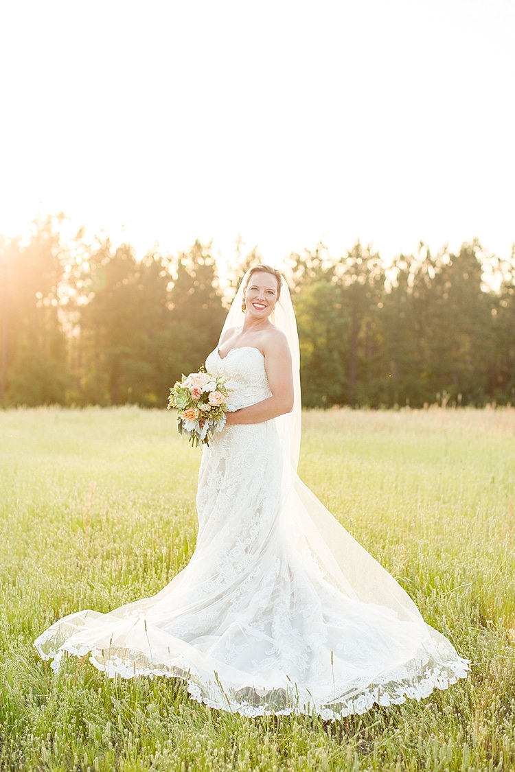 Bride Updo Long Veil Lace Gown Sweetheart Neckline Intimate Farmhouse Wedding South Carolina https://jessicahuntphotography.com/