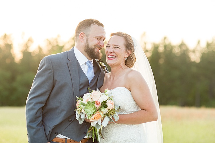 Bride Updo Long Veil Lace Gown Sweetheart Neckline Groom Grey Blue Intimate Farmhouse Wedding South Carolina https://jessicahuntphotography.com/