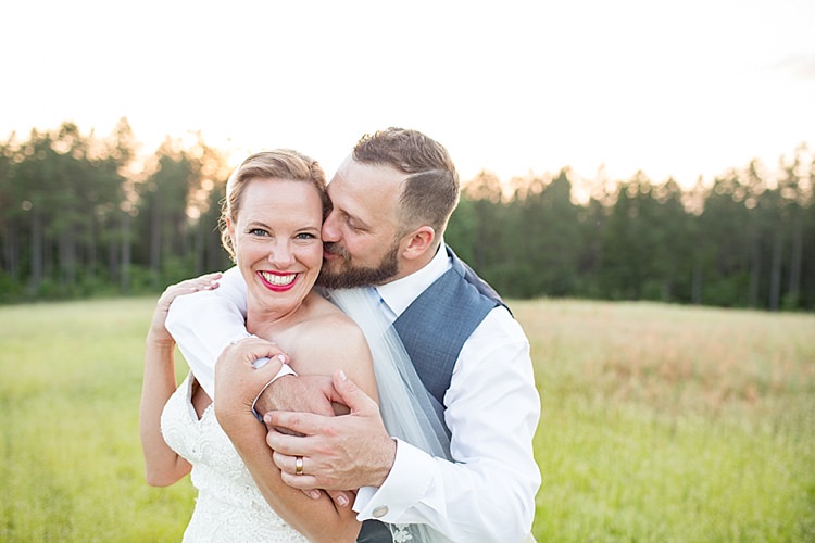 Bride Updo Long Veil Lace Gown Sweetheart Neckline Groom Grey Blue Intimate Farmhouse Wedding South Carolina https://jessicahuntphotography.com/