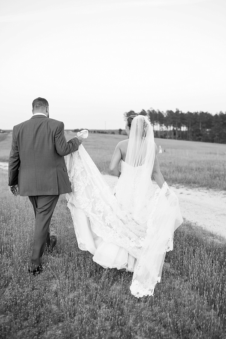 Bride Updo Long Veil Lace Gown Sweetheart Neckline Groom Grey Blue Intimate Farmhouse Wedding South Carolina https://jessicahuntphotography.com/