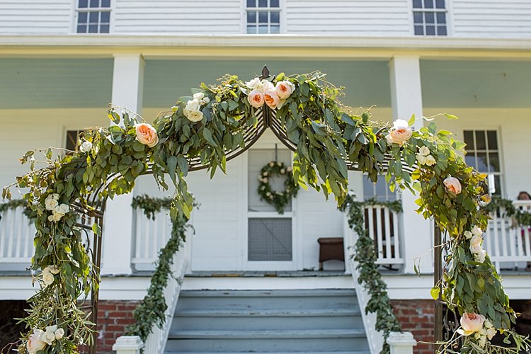 Archway Greenery Outdoors Roses Intimate Farmhouse Wedding South Carolina https://jessicahuntphotography.com/