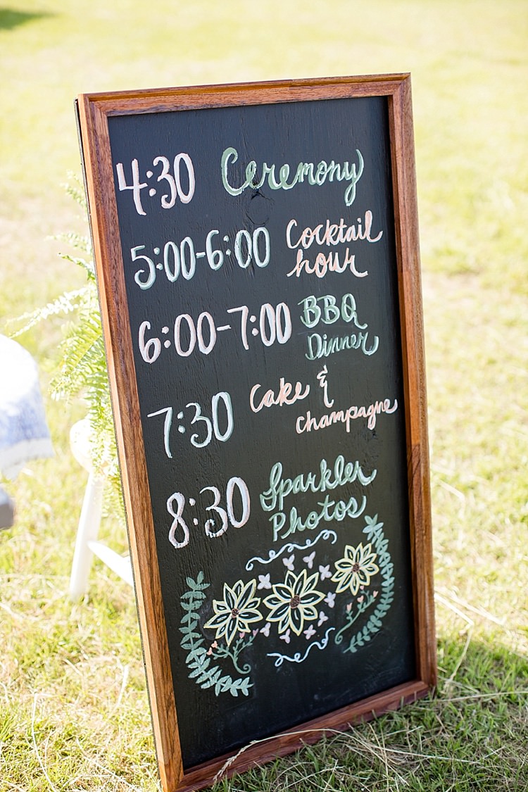 Chalkboard Sign Events Intimate Farmhouse Wedding South Carolina https://jessicahuntphotography.com/