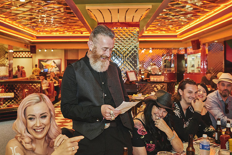 Father of the Bride Speech Diner Guests Laughter Hip Elvis Las Vegas Destination Wedding http://www.roseimages.co.uk/