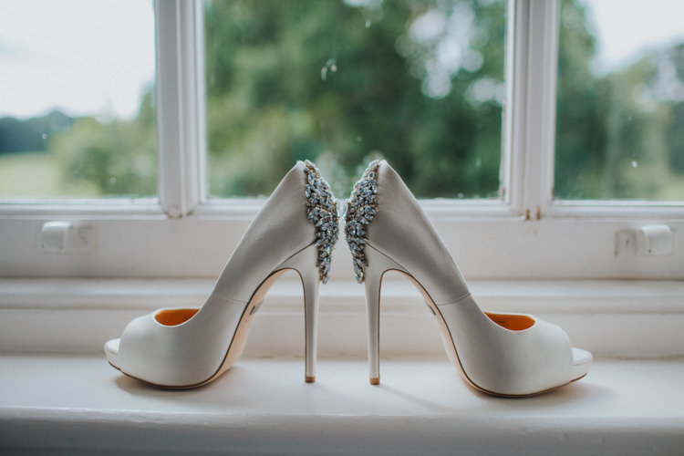 Bride Bridal Shoes Embellishment Chic Romantic Florals Candlelight Wedding http://lisawebbphotography.co.uk/